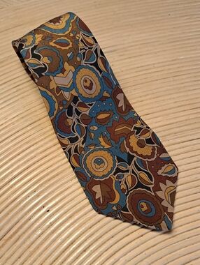 Missoni Floral Silk Tie in Blue, Brown & Gold Tones